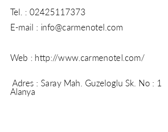 Carmen Otel iletiim bilgileri